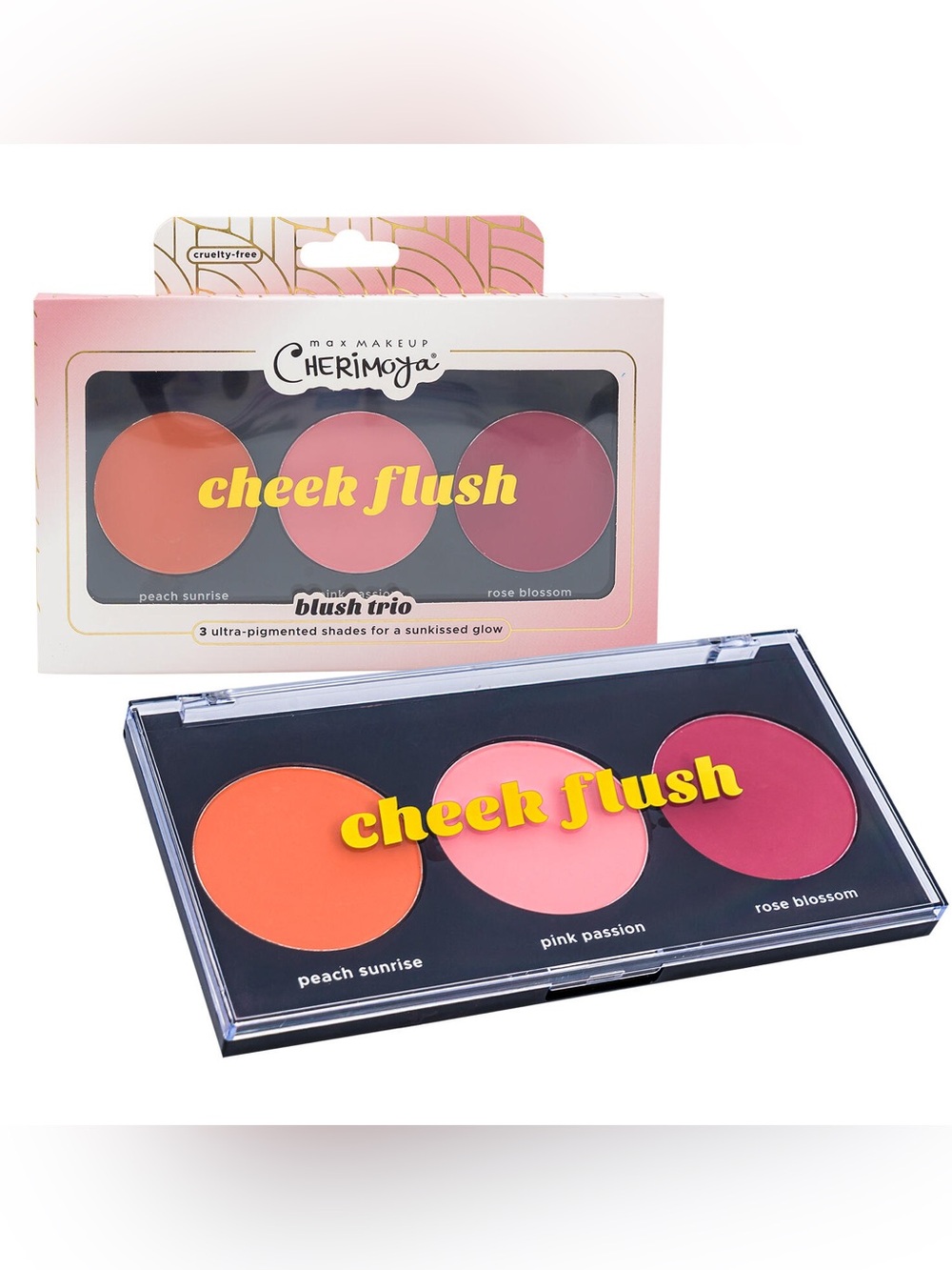 Max Makeup Cherimoya Cheek Flush Blush Trio Set